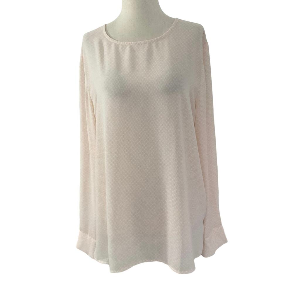 Ann Taylor Peach Long Sleeve Round Neck Women's Top‎ Size Large | 17-17
